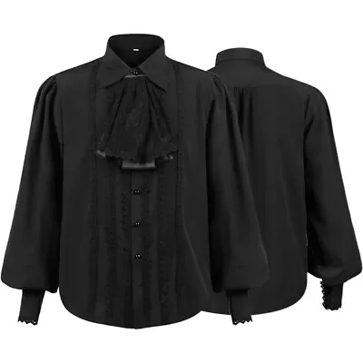 Buy 2023 Men's Pleated Shirt Medieval Clothing Steampunk Victoria Top • 38.29£