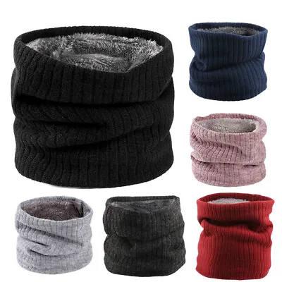 Buy Mens Neck Warmers Tube Winter Warm Knit Scarf Thermal Fleece Lined Circle Snood • 4.89£