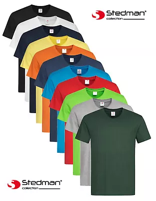 Buy Stedman Plain Cotton Mens Vee V-Neck Tees Tee T-Shirt Tshirt S-3XL • 7.75£