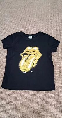 Buy Next Rolling Stones Sequin Lips T-shirt Kids Age 10 Years • 3.99£
