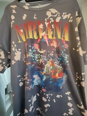 Buy Nirvana MTV Unplugged Splattered Bleach Pattern Women's Oversized Shirt Medium  • 19.28£