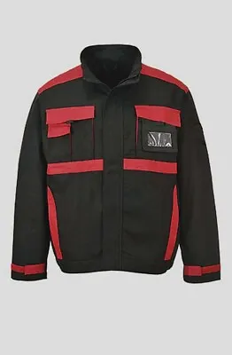 Buy Work Jacket Portwest Krakow CW10 Multi Pocket Full Zip Cotton Coat XL BLACK RED • 24.99£