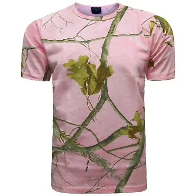 Buy New Womens Ladies Jungle Camouflage Real Tree Print Pink Hunting Hiking T-shirts • 8.39£