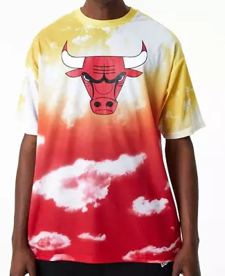 Buy New Era Chicago Bulls NBA Sky All Over Print Red Oversized T-Shirt Medium • 22£