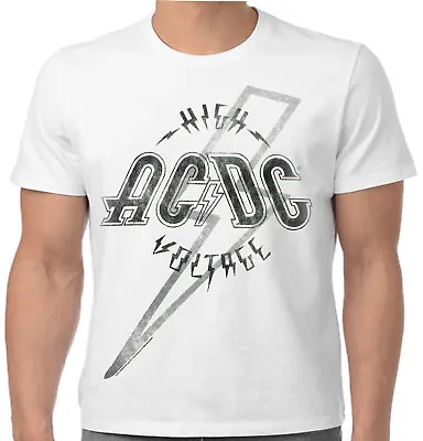 Buy AC / DC High Voltage T Shirt  OFFICIAL White Classic Rock Retro NEW Medium • 14.95£