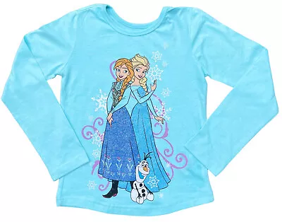 Buy FROZEN Girls Official Frozen Blue Long Sleeve T-Shirt 7-8yrs • 6.29£