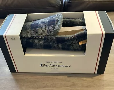 Buy Men's Ben Sherman Oberoi Moccasin Slippers Grey/​Blue Check Size 8 Brand New • 19.99£