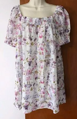 Buy NWT Flora Obscura J. Crew Organic Cotton Floral Puff-Sleeve Beach Dress Womens L • 47.24£