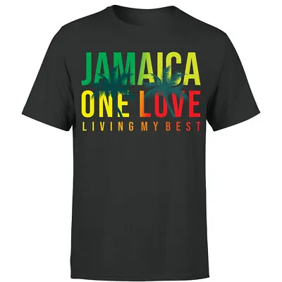 Buy Jamaica One Love Living My Best Rastafarian Jamaican Pride Mens T Shirt#P1#Or#A • 9.99£