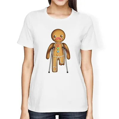 Buy 1Tee Womens Loose Fit Christmas Gingerbread Man On Crutches T-Shirt • 7.99£