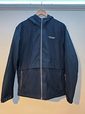 Buy Men’s Dark Blue Full Zip Hooded Dressy Casual Jacket Size Large Jack Jones Core • 14.99£