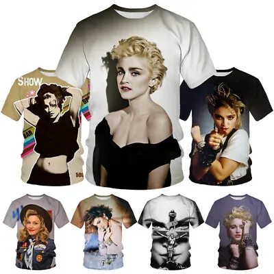 Buy Singer Madonna Harajuku Casual Women Men T-Shirt 3D Print Short Sleeve Tee Top • 9.59£
