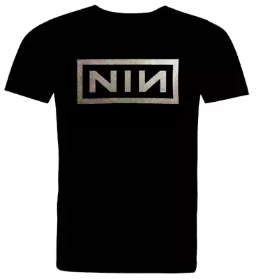 Buy NIN Logo. Metallic Graphite Print. Black Cotton T Shirt Like Nine Inch Nails • 13£