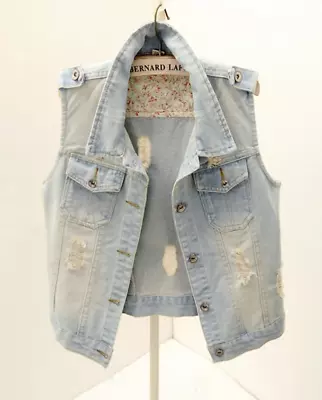 Buy Spring Autumn Women's Basic Female Denim Jeans Sleeveless Vest Waistcoat • 30.36£