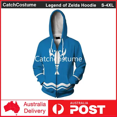 Buy Legend Of Zelda Tears Of The Kingdom Blue Lobster Hoodie Jumper Cosplay Costume • 24.42£