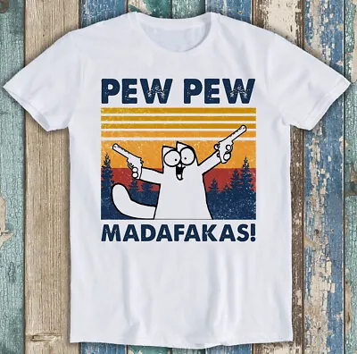 Buy Pew Pew Madafakas Design Cat Drawing Meme Funny Gift Tee T Shirt M1440 • 6.35£