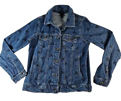 Buy Disney Parks Womens Mickey Mouse Print Blue Jean Jacket Size Small S Disneyland • 65.73£