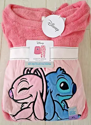 Buy Disney STITCH & ANGEL Ladies Soft Fleece Pyjama Women Warm Cosy PJs Medium 12-14 • 25£