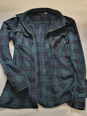 Buy Favela Flannel Shirt Blue Green M • 40£