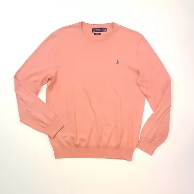 Buy Polo Ralph Lauren Pima Cotton Jumper MEDIUM Men Slim Fit Salmon Pink Crew Neck • 30£