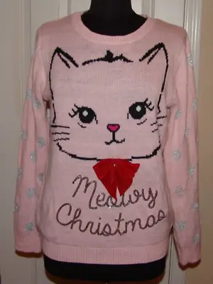 Buy Meowy Christmas Ugly Sweater Crazy Cat Lady XL 15 - 17 Pink Meow • 23.13£