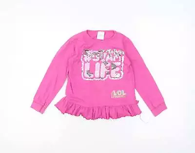 Buy LOL Surpise Girls Pink Cotton Basic T-Shirt Size 4 Years Round Neck • 7£