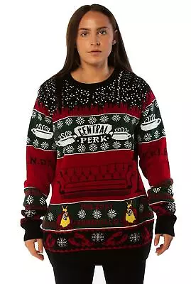 Buy Friends Central Perk Red & Green Knitted Christmas Jumper • 30£