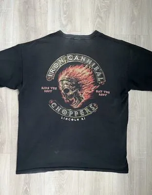 Buy Iron Cannibal Choppers T Shirt 2001s Lincoln Vintage Merch Size 2XL • 44.39£