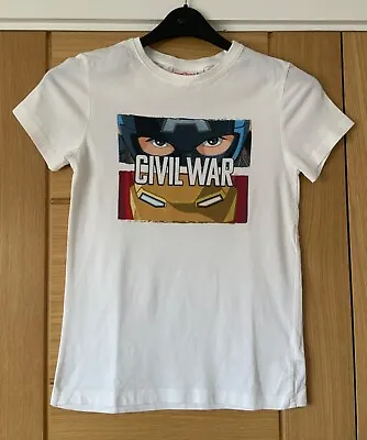 Buy Marvel Captain America Civil War White T Shirt Age 10 141-143cm India Very Good • 4.99£