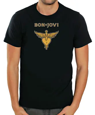 Buy Bon Jovi Cover White / Black Men Short Sleeve T-Shirt T72 • 10.51£