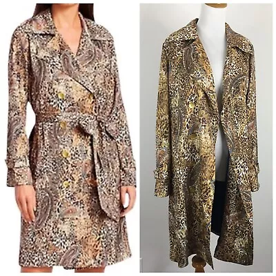 Buy NWT L'AGENCE Bronze Valencia Print ATTICUS Trench Coat Jacket Womens Sz Small • 143.22£