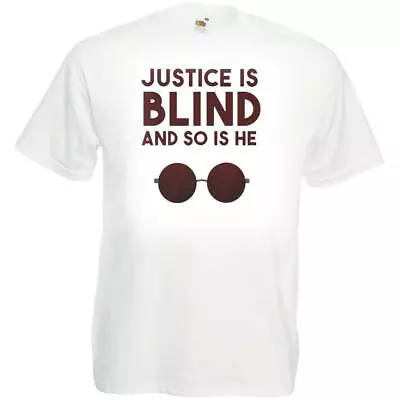 Buy Mens White Justice Is Blind Comic Super Hero Movie Tshirt • 11.95£
