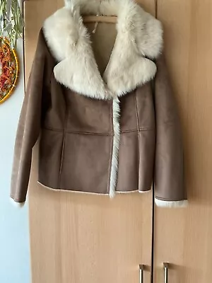 Buy Marks Spencer Woman Cropped Jacket Style Faux Suede Effect Fur Lined Coat Size M • 14.95£