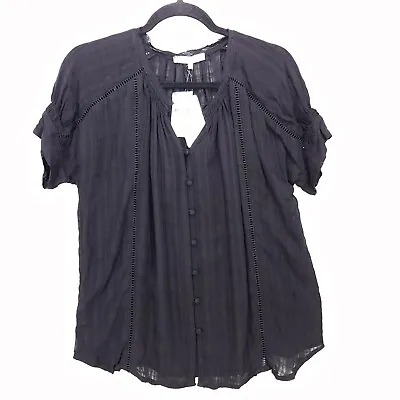 Buy Anthropologie Ro & De Women Top Size XS Breezy Button Down Short Sleeve Sheer • 16.19£