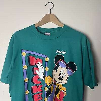 Buy Vintage 90s Sherrys Best Teal Mickey Mouse Florida Disney T Shirt Uk M • 20£
