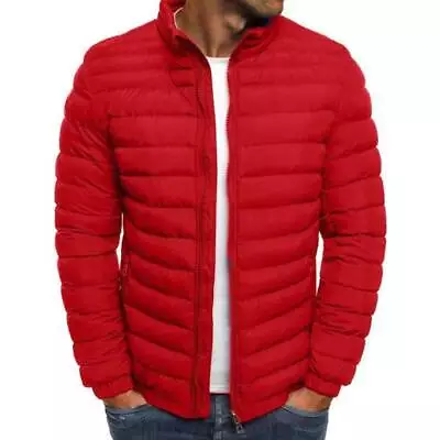 Buy Men Warm Puffer Bubble Jacket Coat Plain Quilted Padded Zipper Up Winter Outwear • 21.49£