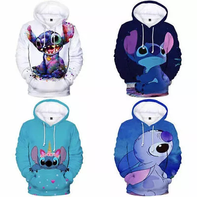 Buy Anime Lilo-Stitch Hoodie Harajuku Fashion Pullover Clothes Kawaii Kids Hooded • 23.39£