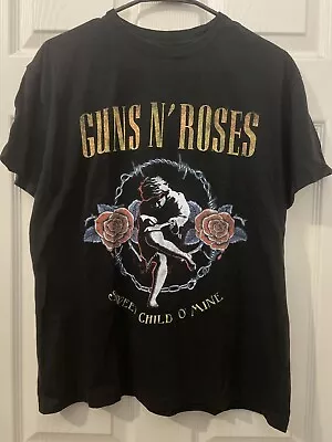 Buy Women’s Guns N Roses T-Shirt Size Large Black Merch Band Tee Sweet Child O Mine • 12.31£