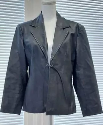 Buy Womens Stunning Black Faux Leather Jacket Coat 16  • 19.99£