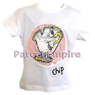 Buy CHIP Beauty And The Beast T-Shirt The Amazing BRUSH SEQUIN Reversible Girls Top • 13.95£
