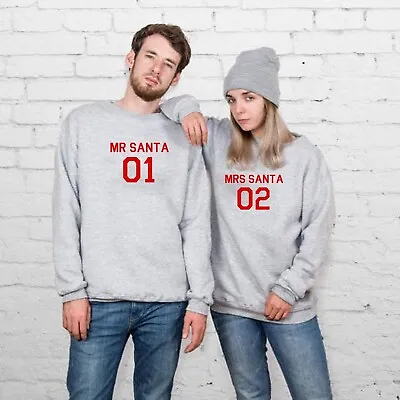 Buy Christmas Jumper Mr & Mrs Santa Couple Funny Xmas Sweatshirt Gift Top Unisex UK • 17.99£