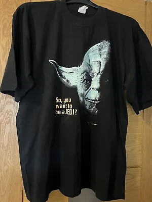 Buy Star Wars Yoda Black XL T-shirt “So You Want To Be A Jedi?” 1996 Lucas Film Ltd • 14.99£