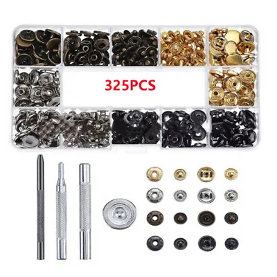 Buy 325Pcs Heavy Duty Snap Fasteners Press Studs Kit +Poppers Leather Button Tool UK • 3.99£