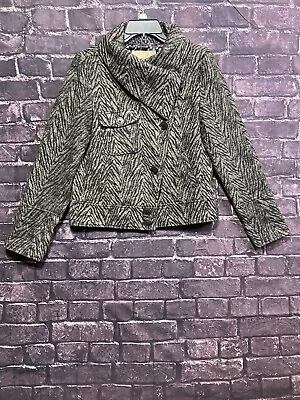 Buy BKE Buckle Wool Zebra Print Pea Coat Jacket Short Womens Size Medium Button Up • 46.19£