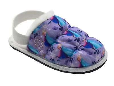 Buy Girls Frozen Slippers Slingback Quilted Plush Blue Purple Size 6-12 Infant • 12.99£