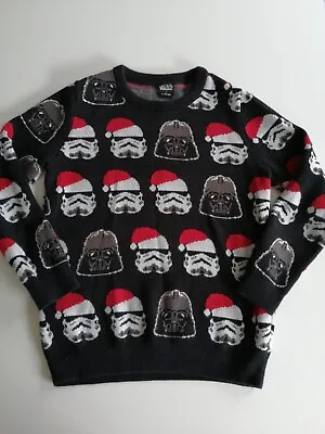 Buy Boys 8-9 Years Black Star Wars Storm Trooper Darth Vader Christmas Jumper • 4.95£