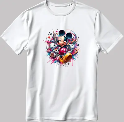 Buy Mickey Mouse Disney Characters T-Shirt White-Black Men's / Women N214 • 9.15£