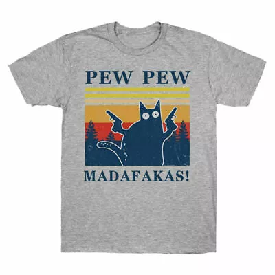 Buy T Pew Men's Shirt Madafakas Tee Cat Cat Sleeve Short Cotton Lover Pew Funny • 13.99£
