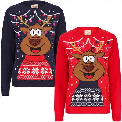 Buy Women's Novelty Christmas Jumper Party Reindeer Sequin Xmas Sweater Pullover • 16.99£