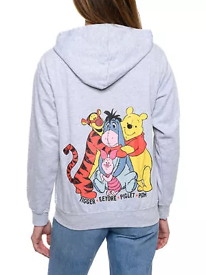 Buy Womens Disney Eeyore Winnie The Pooh Tigger Hoodie Sweatshirt Zip Up Gray • 38.42£